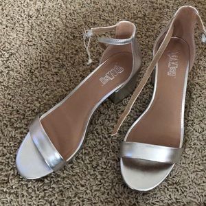 Silver Block Heels 8